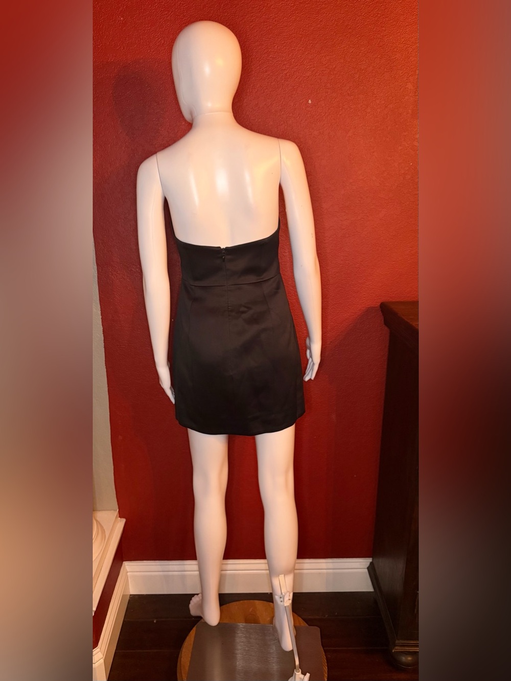 House of CB Chouchou Black Satin Asymmetric Mini Dress - Size M - Picture 5 of 13